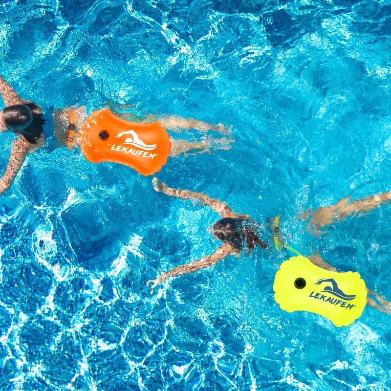 LeKaufen 2 Pack Swim Buoy for Open Water, Swimming Bubble Safety Float with Adjustable Waist Belt for Swimmers Triathletes Kayakers Snorkelers, Swimming Open Water Buoy for Safer Swim Training - Image 3